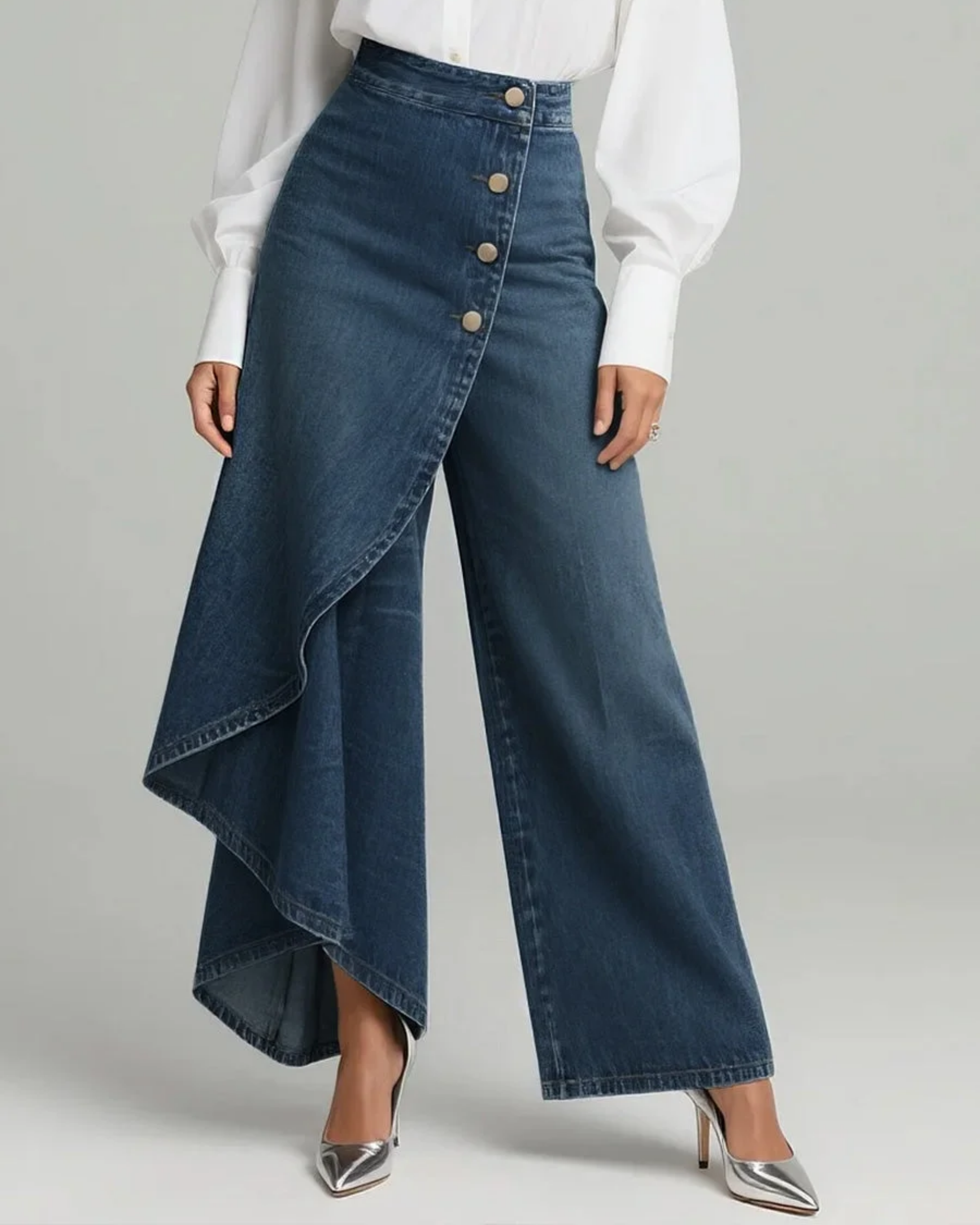 Pavellea - Jean Large À Effet Jupe Croisée En Denim