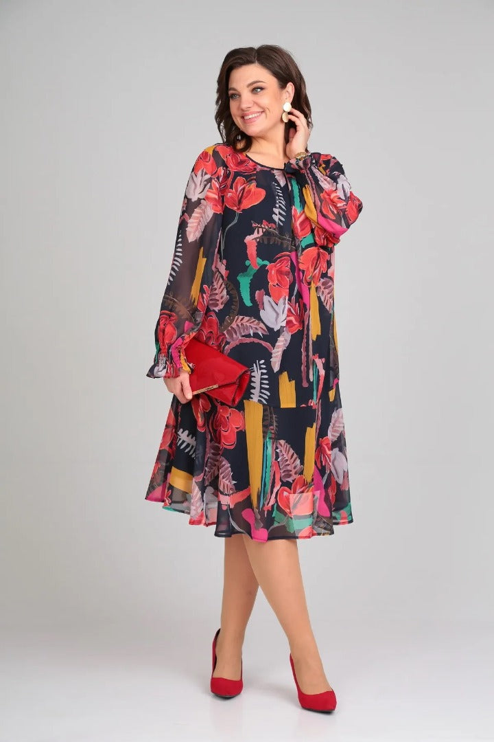 Brisette - Robe Midi Fleurie Élégance Moderne