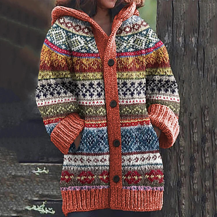 Angeline - Manteau chaud en laine tricotée