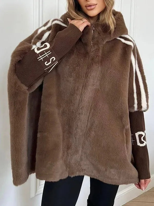 Fioralyn - Manteau à Capuche en Fausse Fourrure pour Femmes