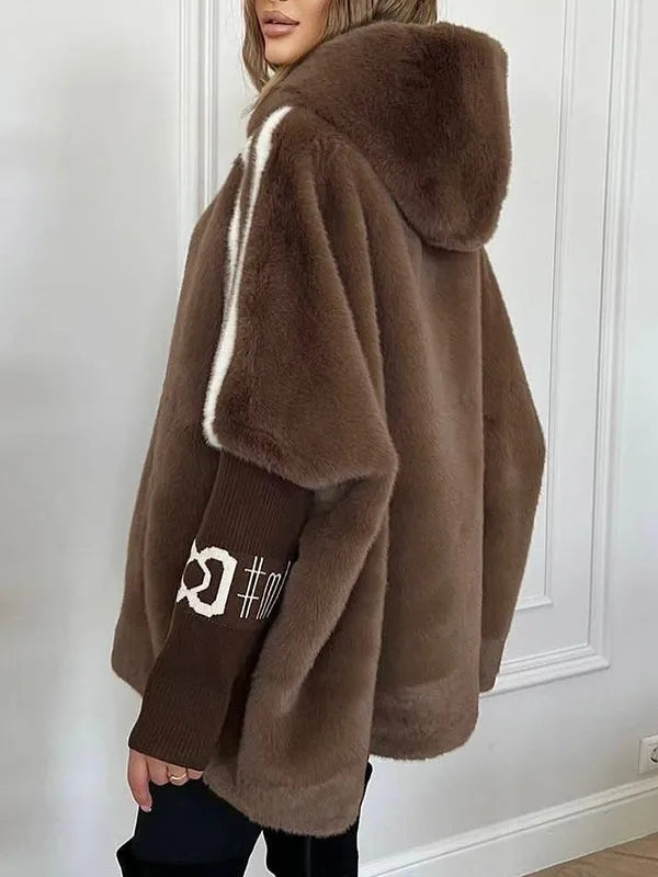 Fioralyn - Manteau à Capuche en Fausse Fourrure pour Femmes
