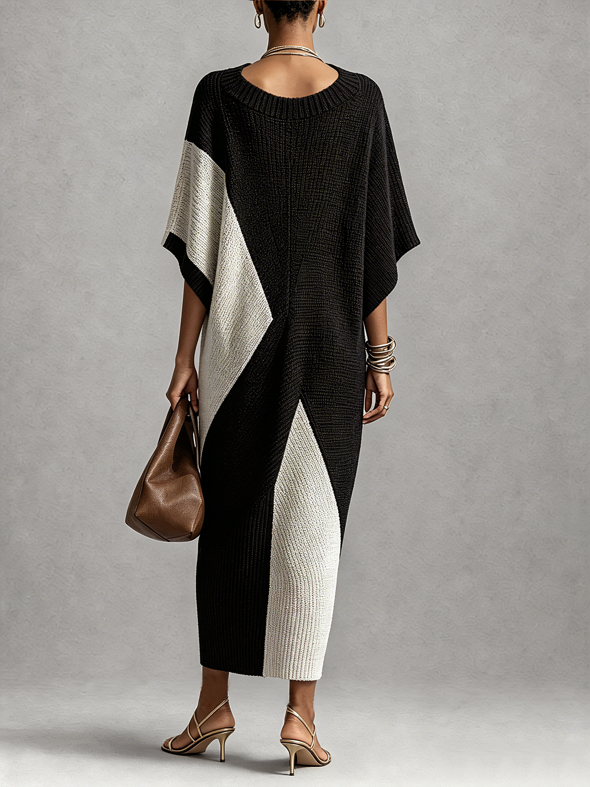 Babettenow  - Robe midi femme bicolore noir et ivoire