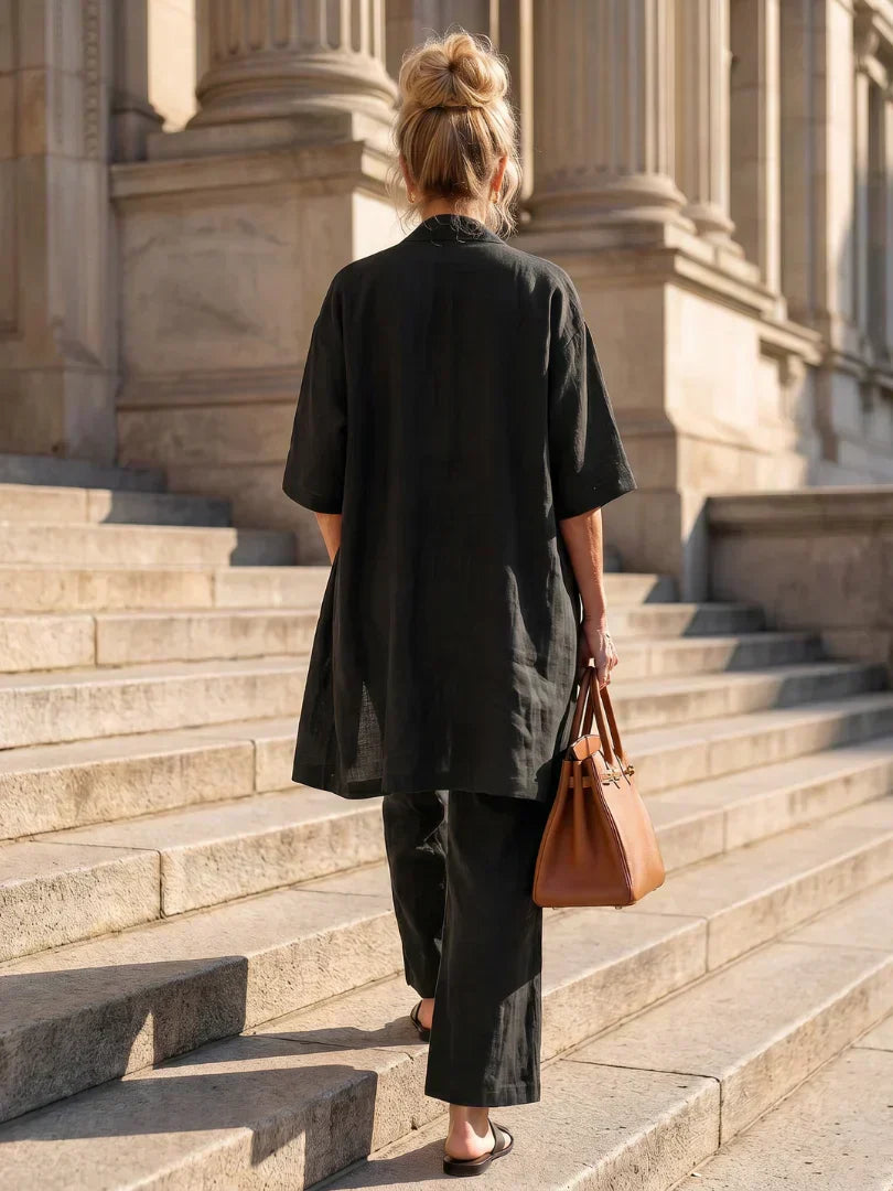 Faevina - Ensemble femme léger avec kimono, haut et pantalon