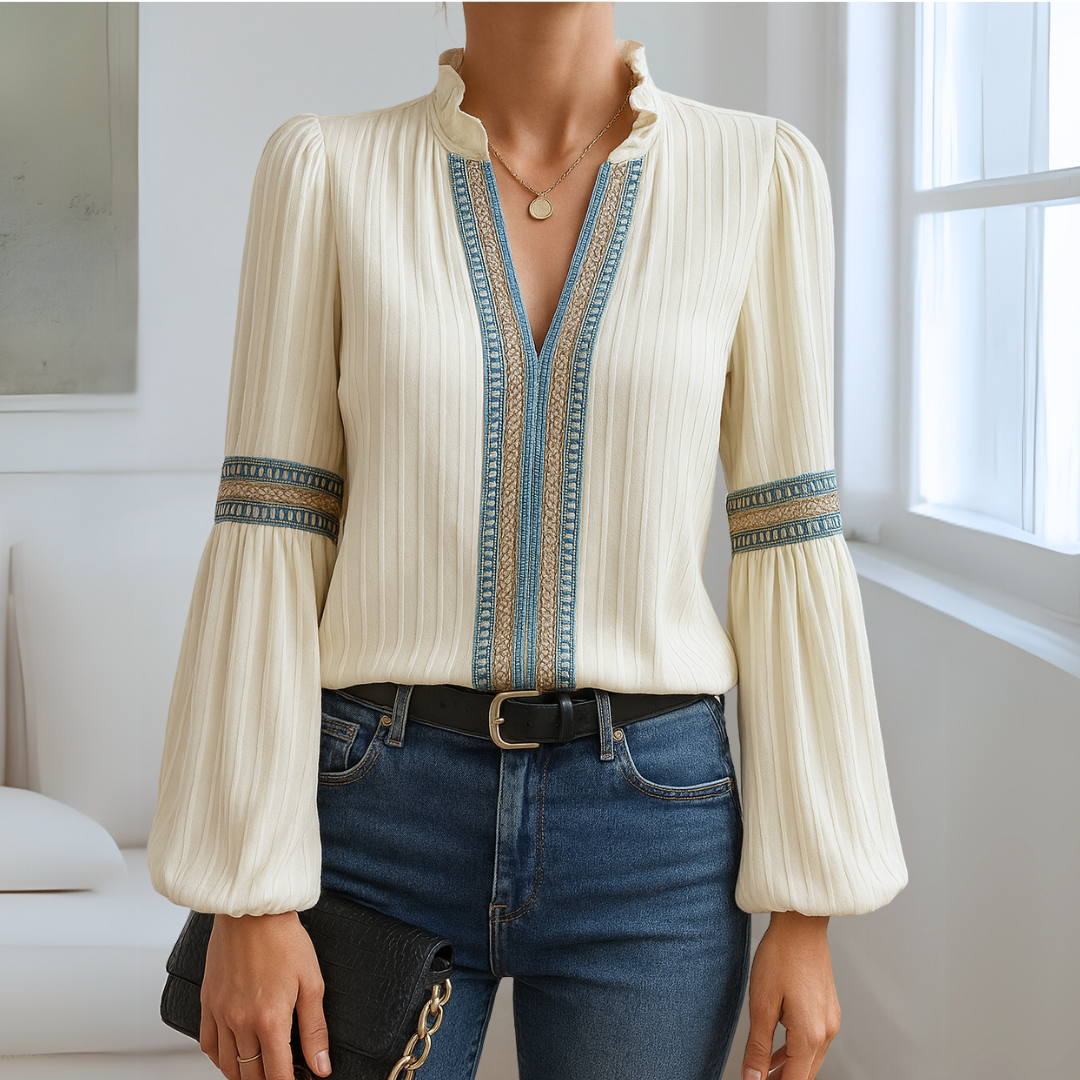 Mirabel - Blouse en dentelle avec décolleté en V