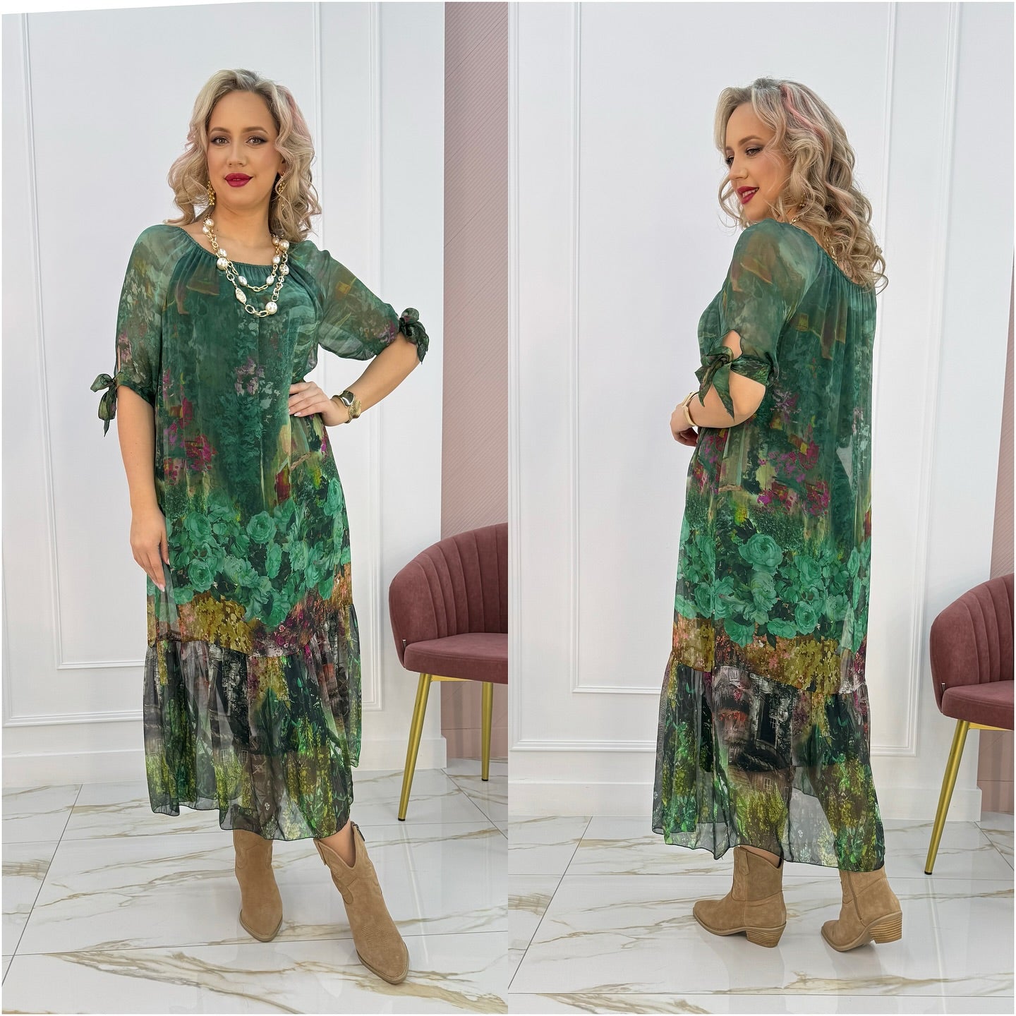 Kalirra - Robe Longue à Imprimé Floral Dégradé