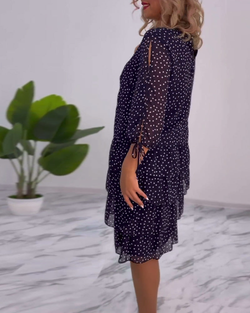 Fallon - Robe femme à pois avec manches en dentelle