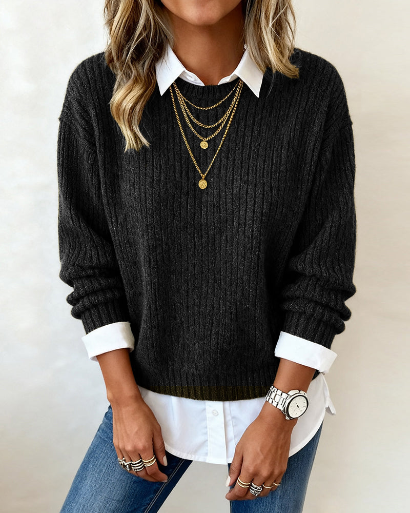 Lieneke - Pull femme effet deux pièces avec col chemise