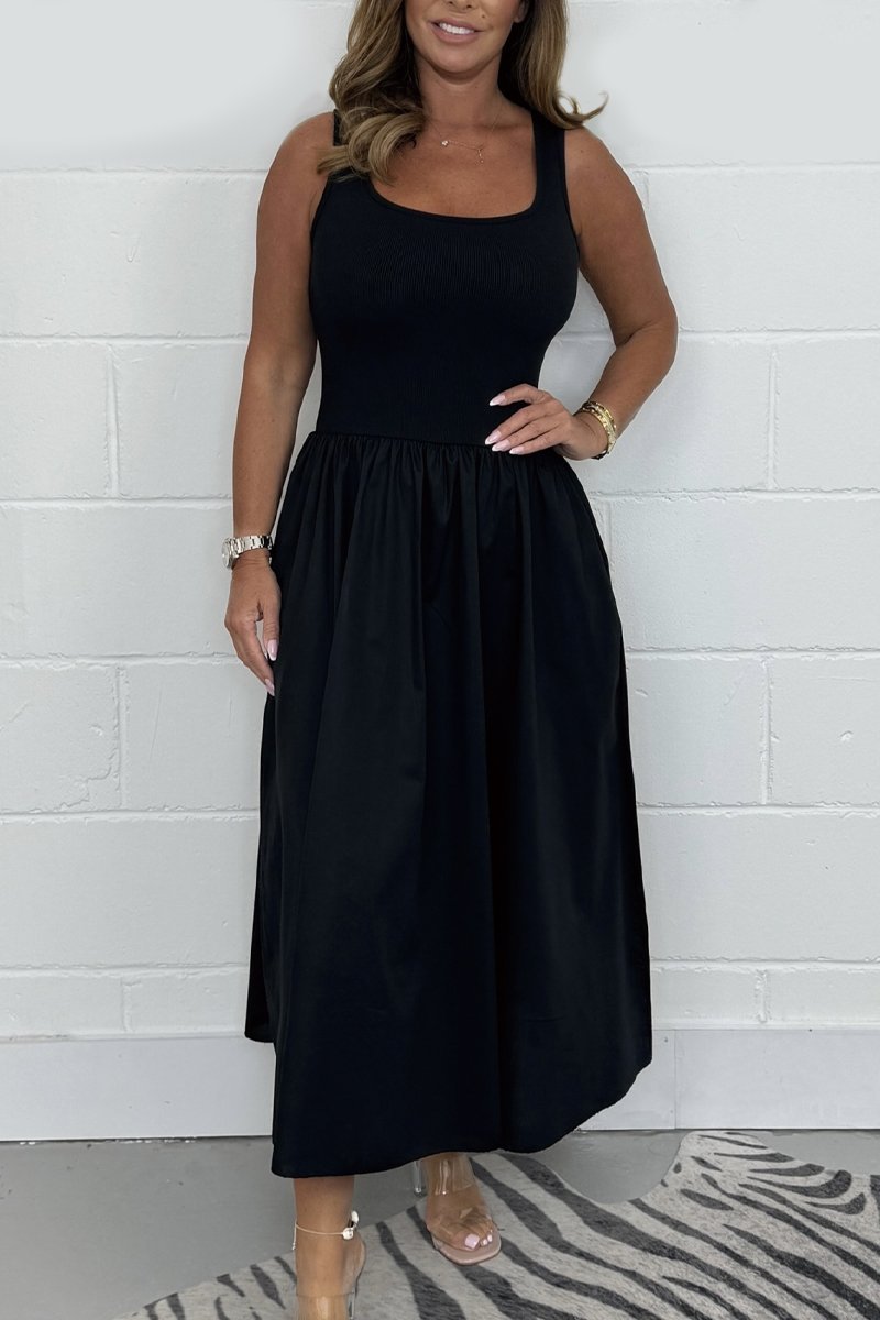 Laurea - Robe Sans Manches Tendance Ligne A au Décolleté Carré