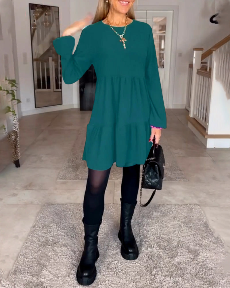 Aida - Simple Retro Long Sleeve Dress