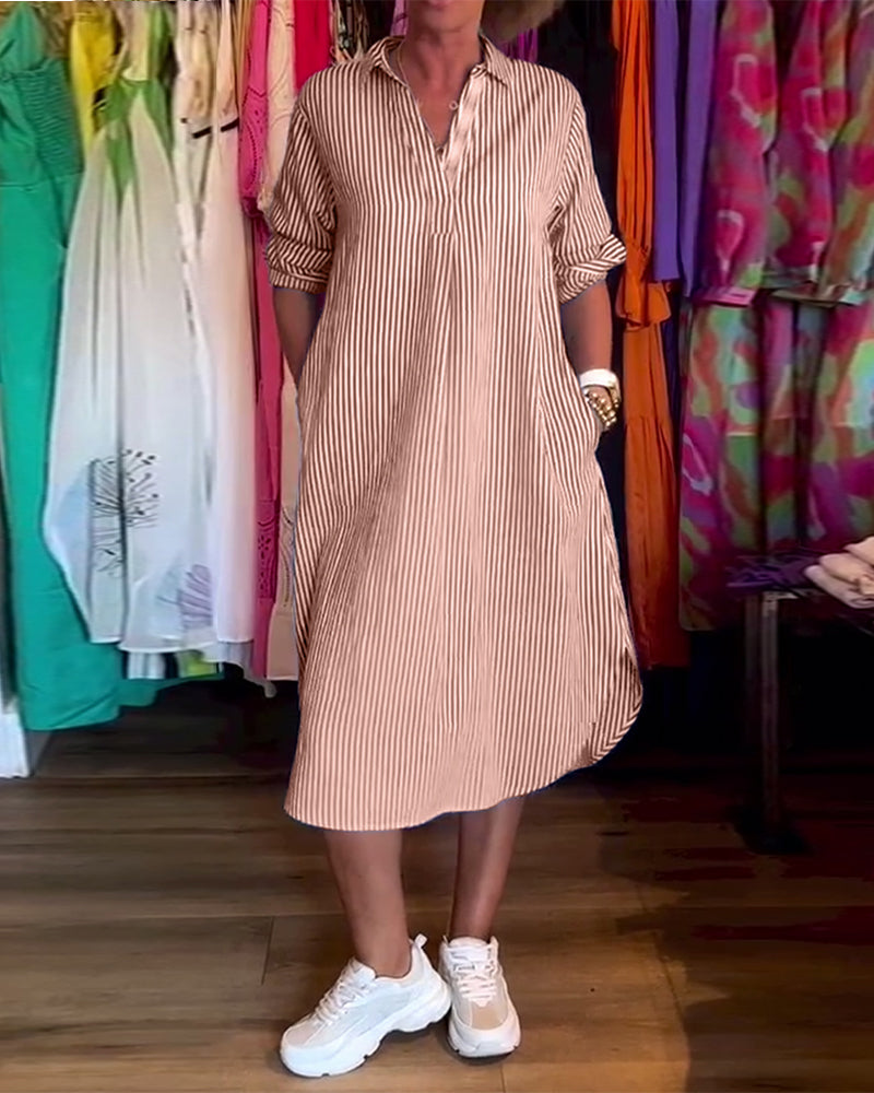 Cato - Robe Chemise Rayée à Col Revers