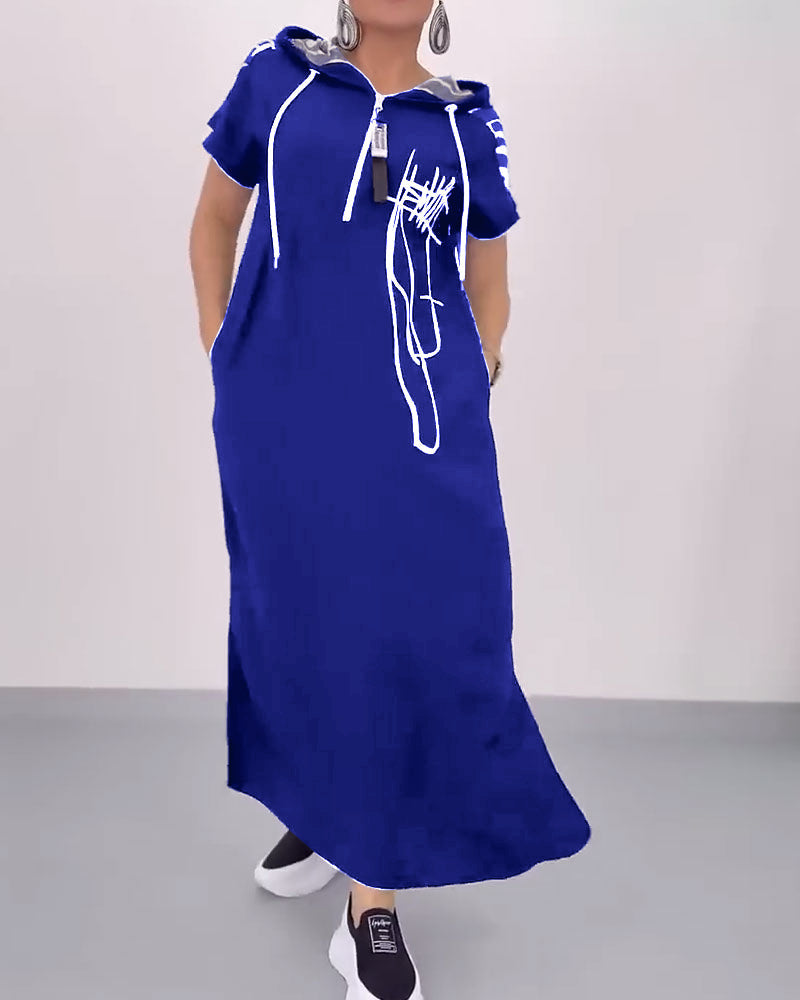 Ilana - Robe Maxi à Contrastes et Fermeture Éclair