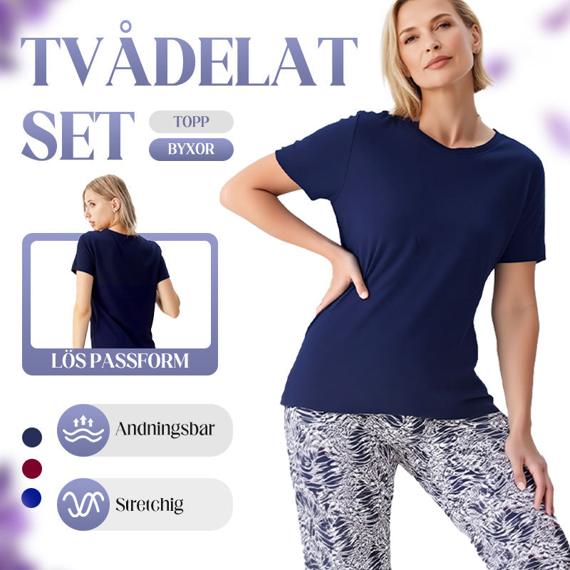 Ixoria - Ensemble femme coton décontracté avec pantalon imprimé fluide