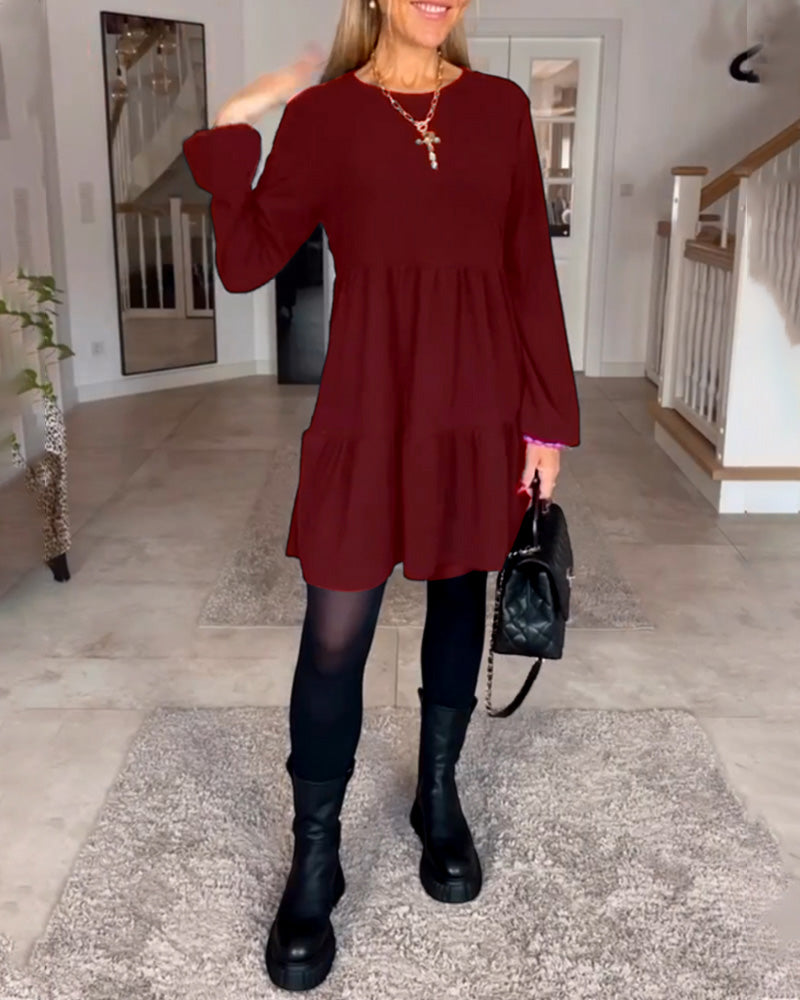 Aïda - Robe Rétro Simple à Manches Longues