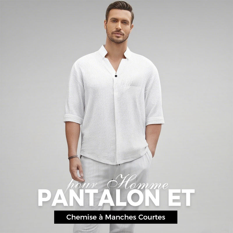 Victor - Ensemble deux pièces en coton pour hommes : haut et pantalon