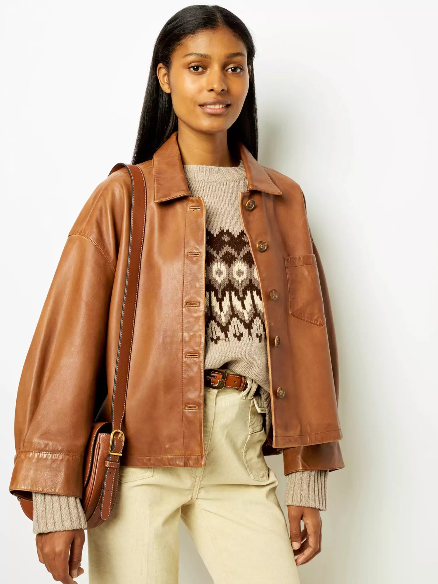 Maureen - Veste en Cuir Courte Minimaliste