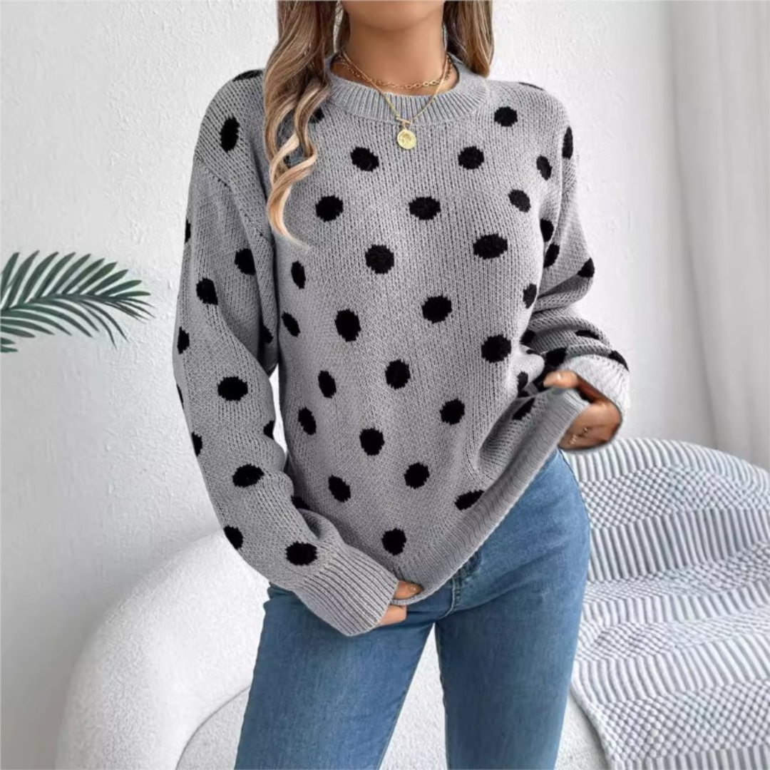Maud - Pull Tricoté à Pois Élégant et Confortable