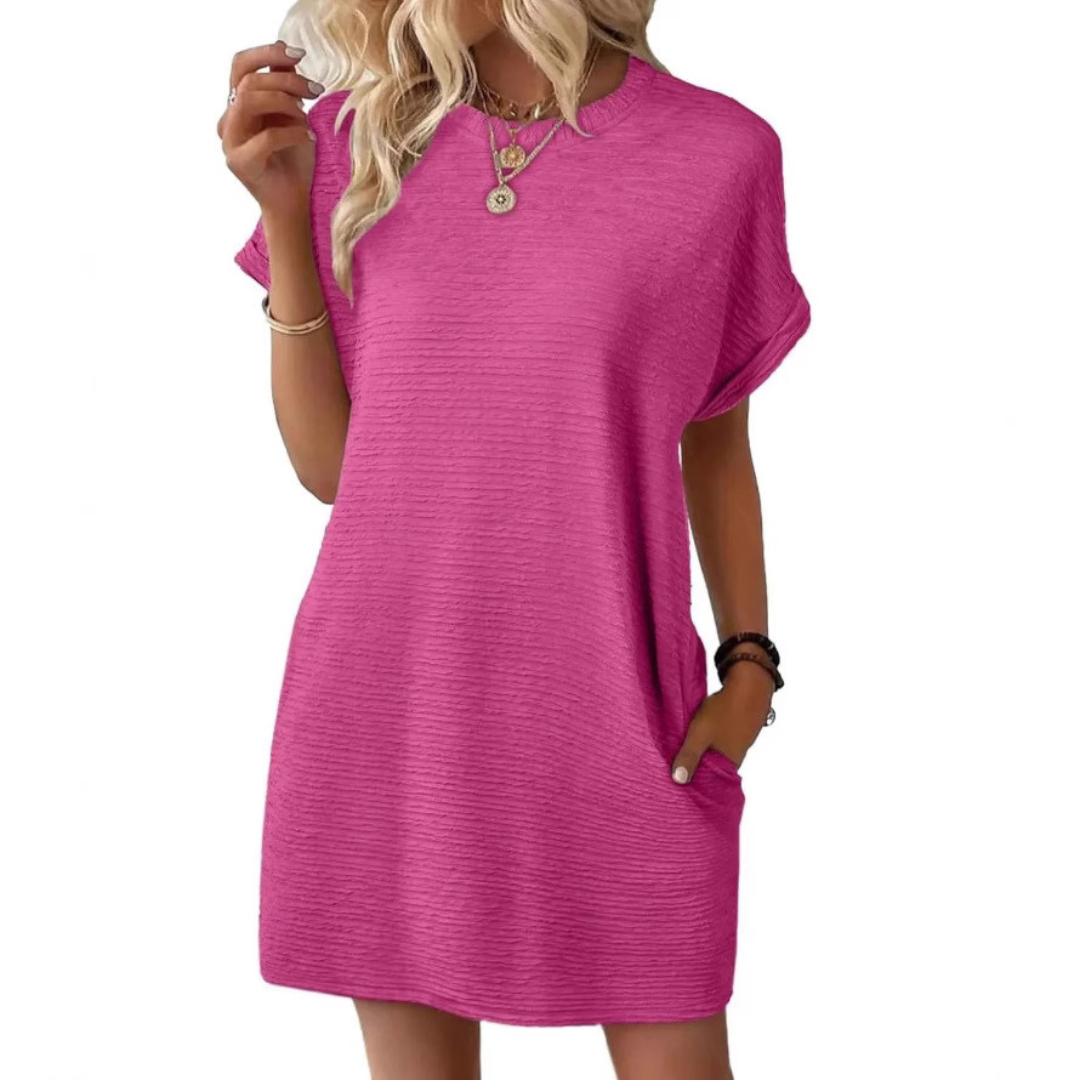 Aurellia - Robe d’été femme à col rond et coupe décontractée