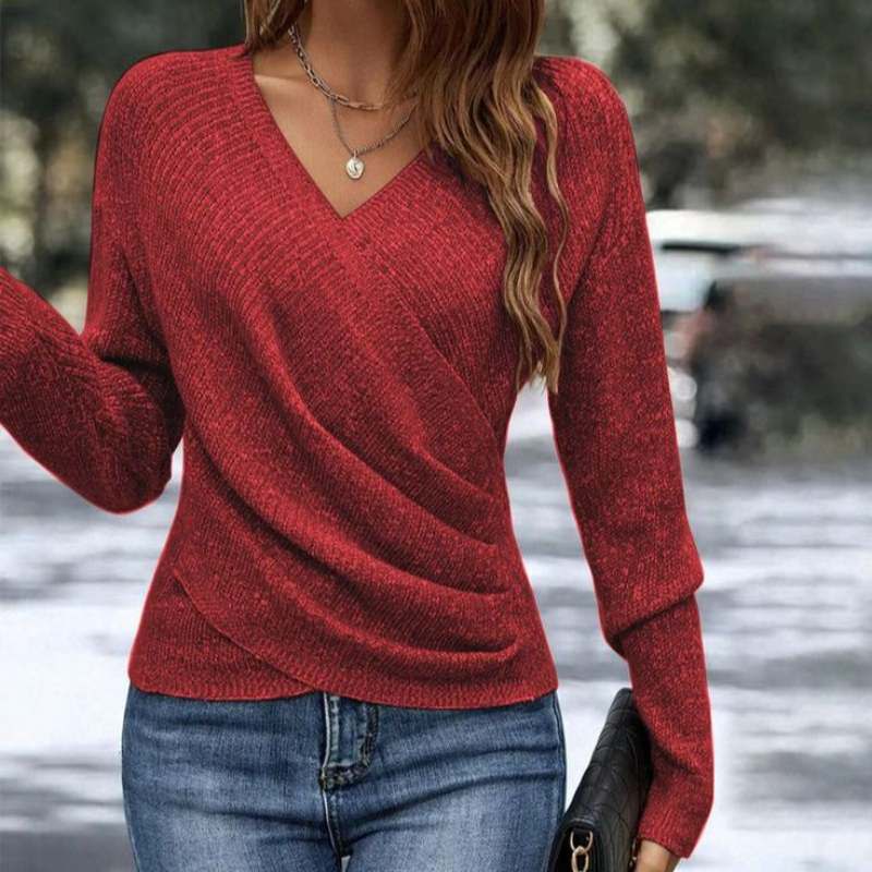 Pavianae - Pull Élégant à Col V pour Femme