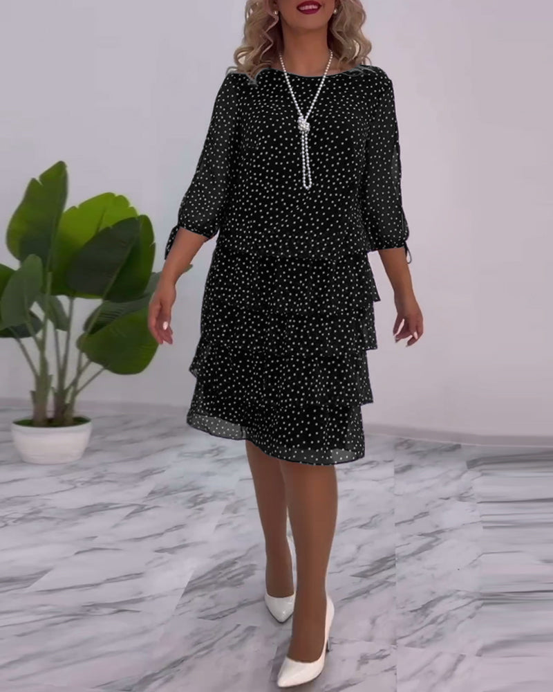 Camille - Robe à Pois Superposée Festive