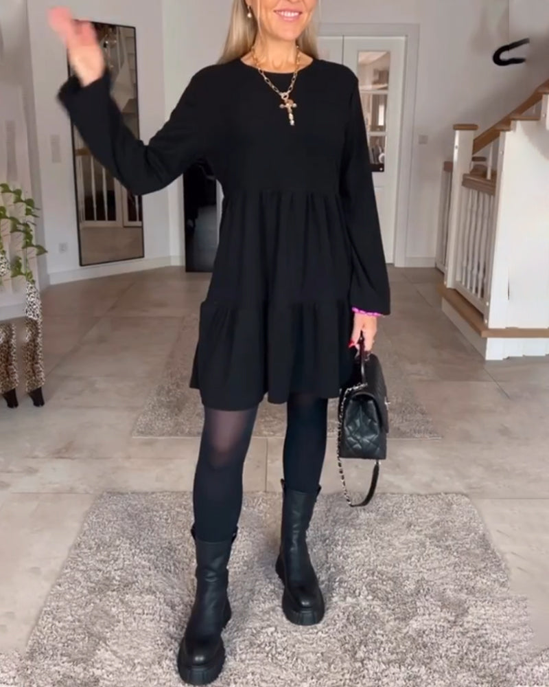 Aïda - Robe Rétro Simple à Manches Longues