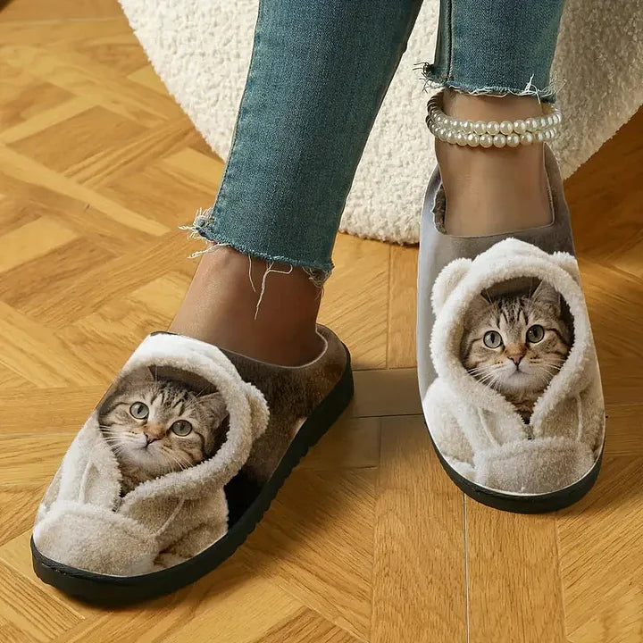 Oravellisse - Comfortable Slip-On Slippers with Cozy 3D Cat Design