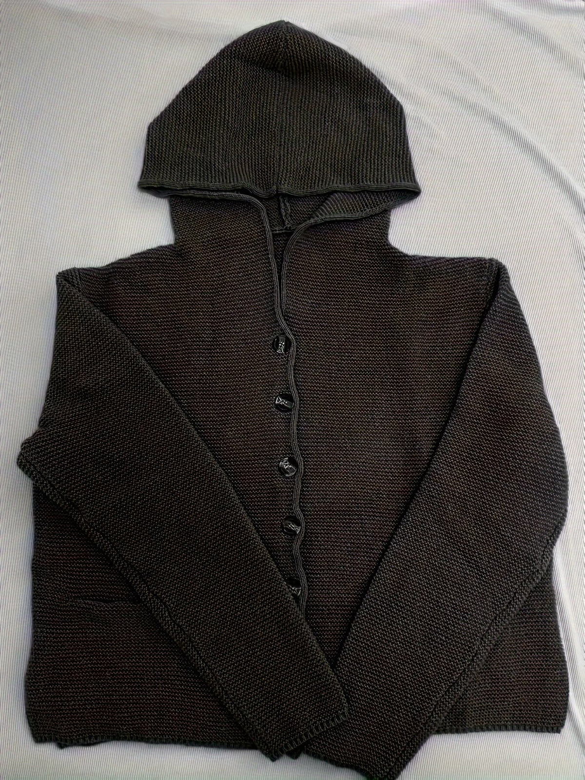 Maëline - Women's chunky knit hooded cardigan with buttons