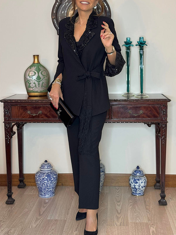 Dorinelle - Ensemble Chic Blazer et Pantalon à Sequins