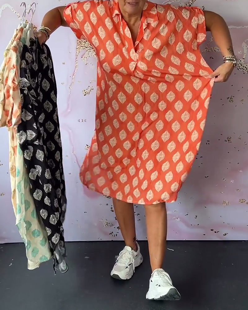 Davina - Robe Chemise Ample à Manches Courtes