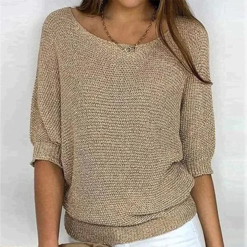 Joravissa - Pull Léger à Col Rond et Manches 3/4
