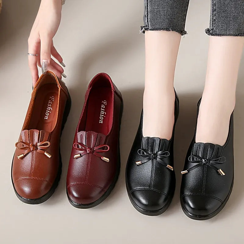 Nieske - Mocassins Femme Confortables à Enfiler avec Nœud et Semelle Plateforme