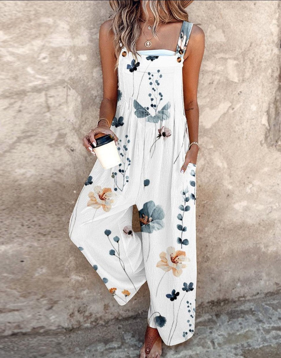 Indira - Combinaison sans manches à imprimé végétal pour un look estival frais et élégant