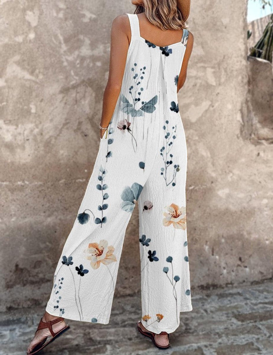 Indira - Combinaison sans manches à imprimé végétal pour un look estival frais et élégant