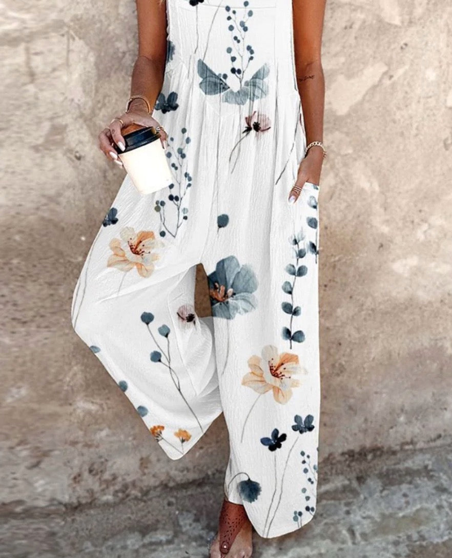 Indira - Combinaison sans manches à imprimé végétal pour un look estival frais et élégant