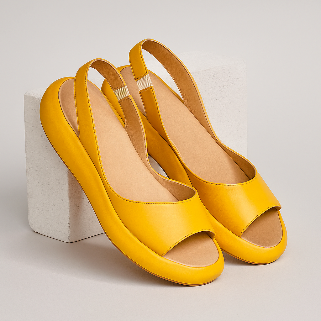 Iverixa - Sandales femme compensées bout ouvert semelle plateforme cuir