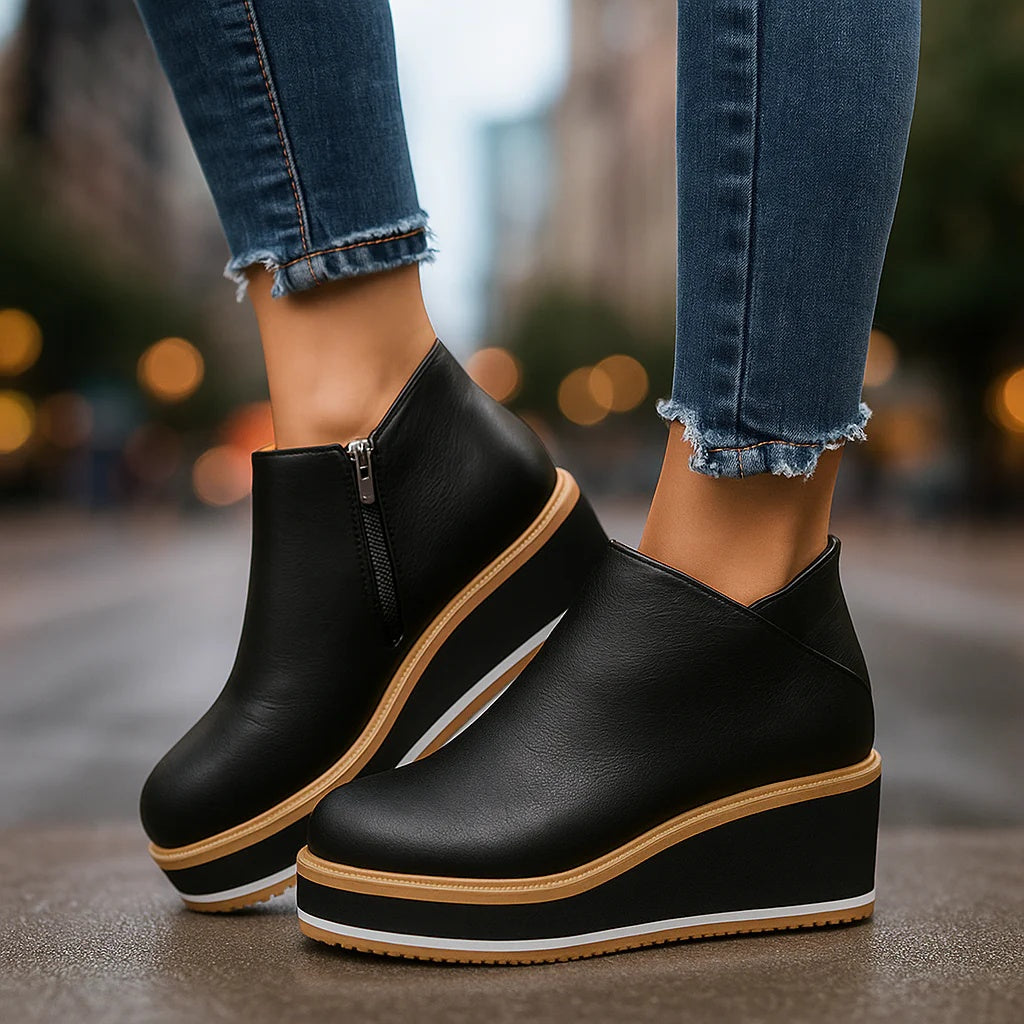 Georgette - Bottines femme compensées avec zip latéral