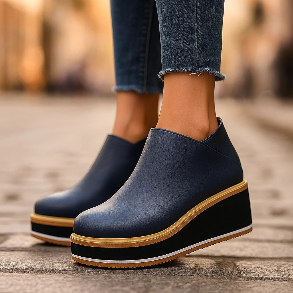 Georgette - Bottines femme compensées avec zip latéral