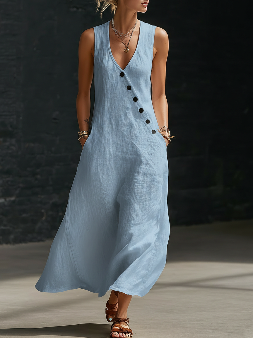 Fazira - Robe Femme Maxi Boutonnée Coupe Fluide Confort Quotidien