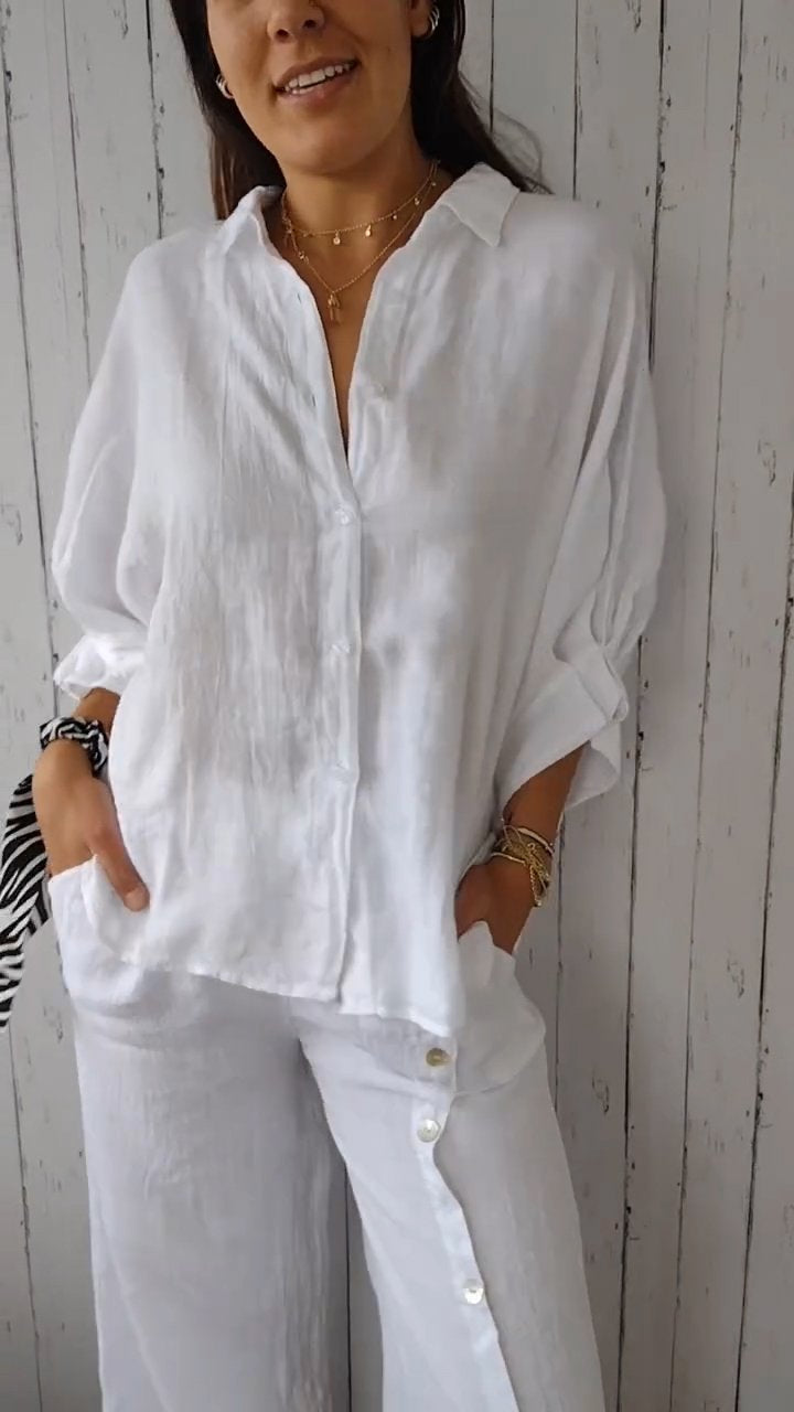 Delphira - Chemise en coton et lin nouée dans le dos