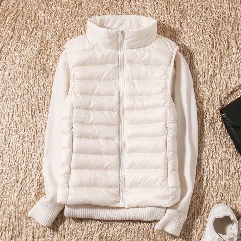 Quelora - Gilet Plissé Léger En Plumes Pour Un Style Élégant