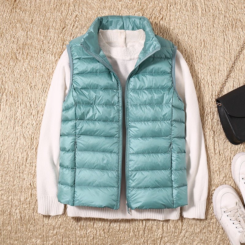 Quelora - Gilet Plissé Léger En Plumes Pour Un Style Élégant