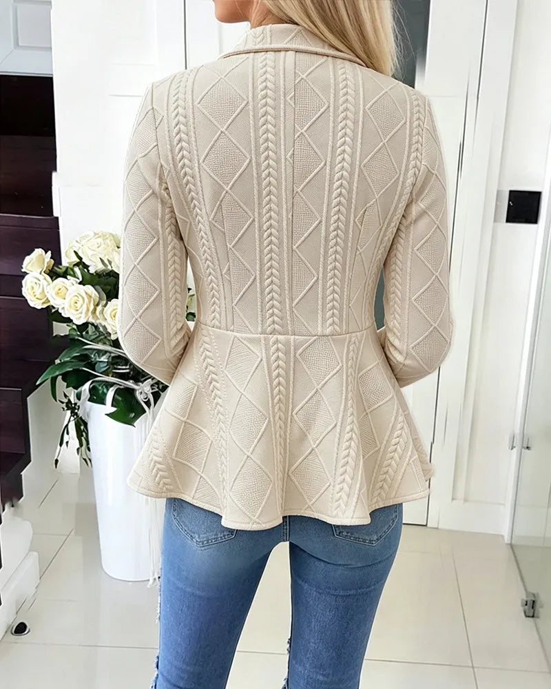 Geeske - Cardigan femme à motif chevron et argyle avec col rabattu
