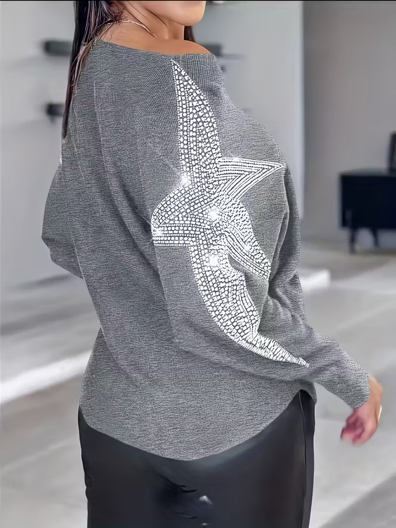 Doralissea - Pull Élégant à Manches Longues avec Imprimé Étoilé
