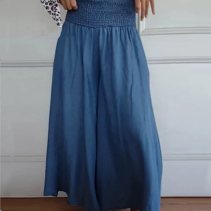 Pravina - Jean Femme Taille Haute à Jambes Larges