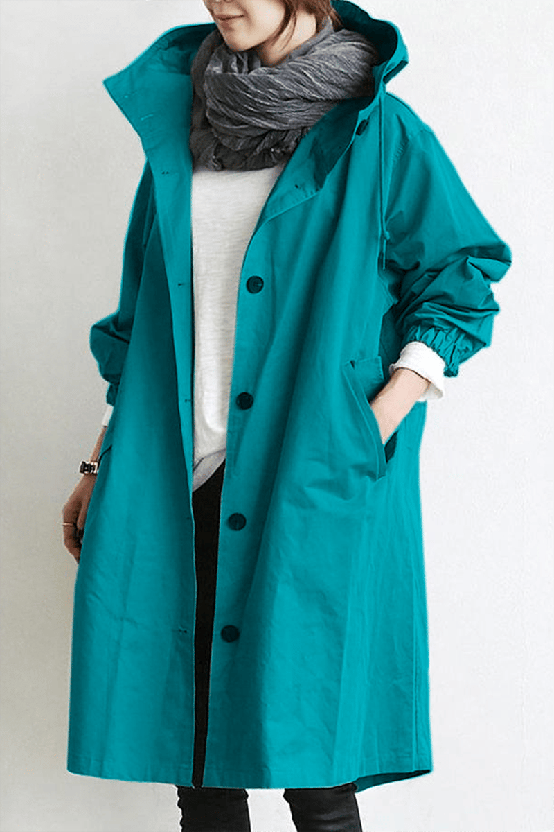 Henriette - Cardigan long femme élégant à col et poches
