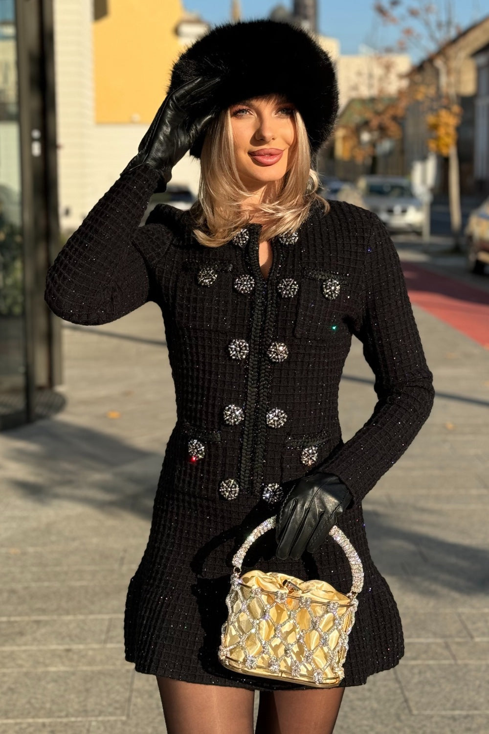 Colette Robe en maille longueur genou