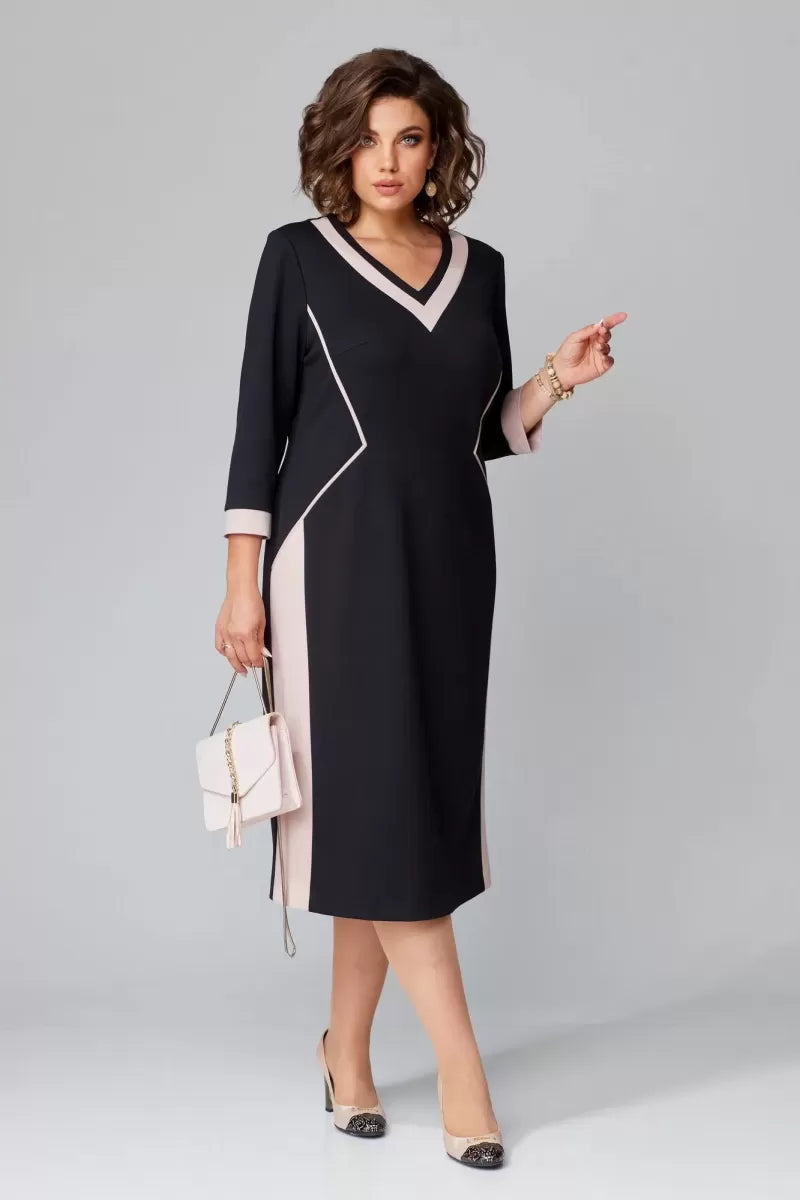 Rhoselivessa - Robe Chic Contrastée à Col V
