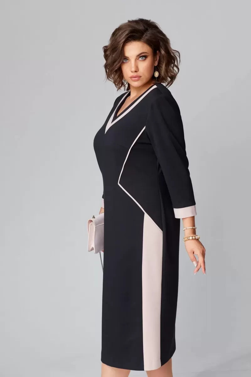 Rhoselivessa - Robe Chic Contrastée à Col V