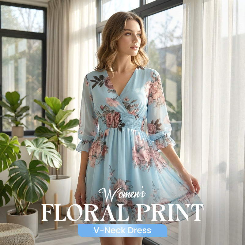 Halvienne - Robe Fleurie d’Été à Décolleté V