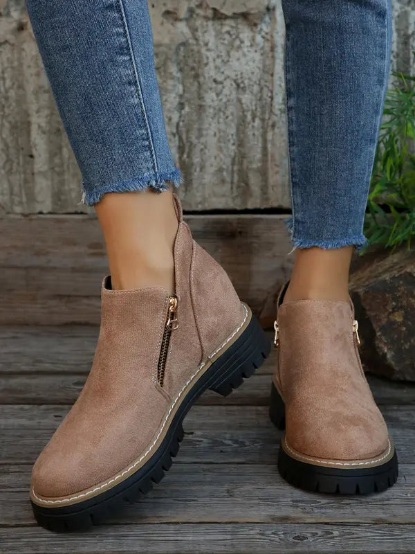 Isanoria - Bottines Confort Femme en Suédine Chic