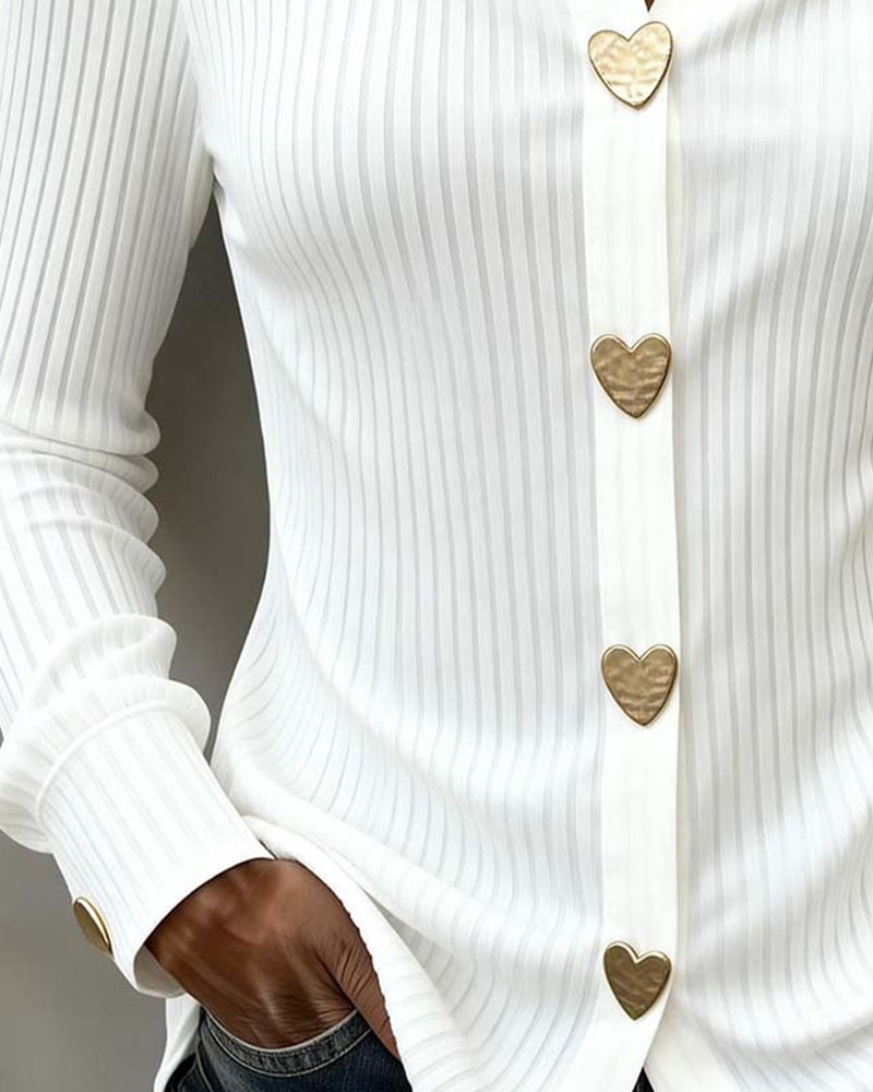 Halyra - Chemise Boutonnée Cœur Élégante